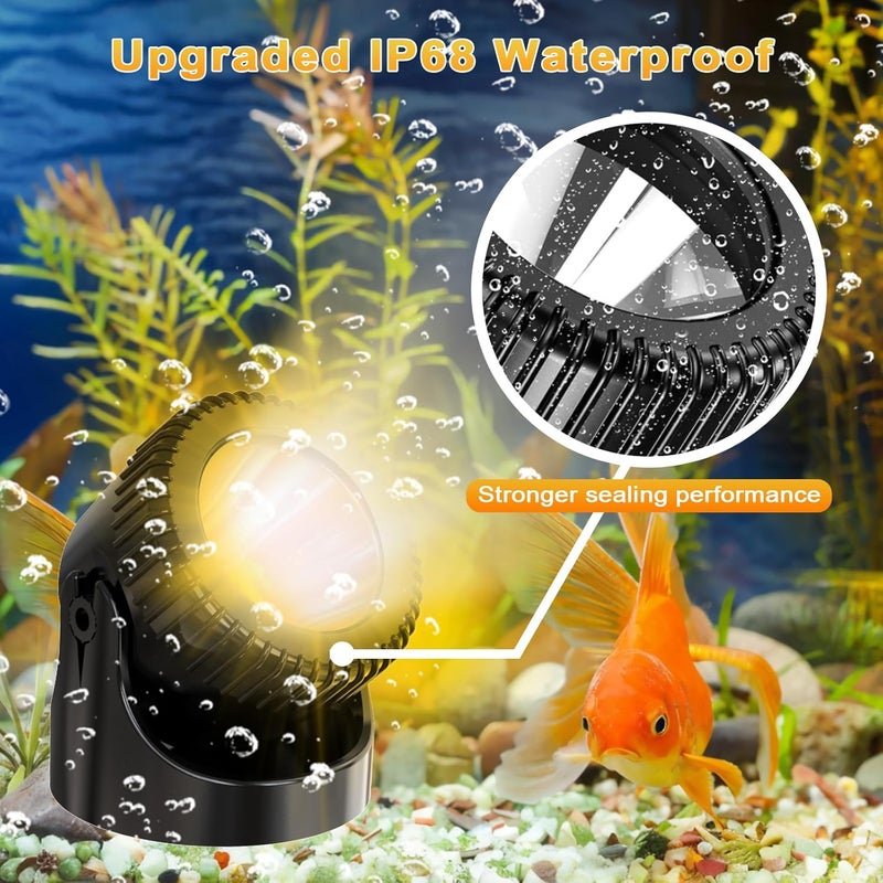 Srygery Underwater Pond Lights with Timer, 3200K Warm White Submersible LED Fountain Lights with IP68 Waterproof for Outdoor Ponds, Aquarium, Waterfalls, Pool, Garden, Yard (Set of 4) - Image 4